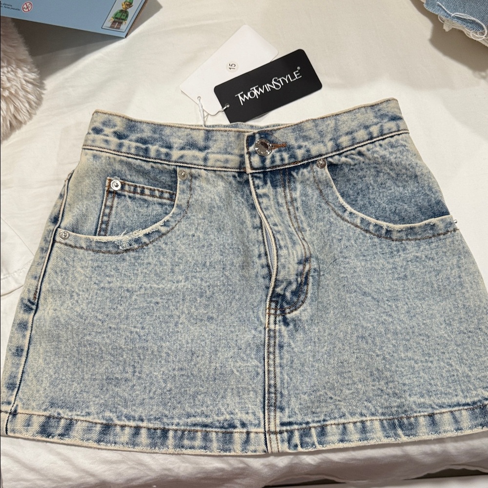 Women's Denim Mini Skirt - Blue